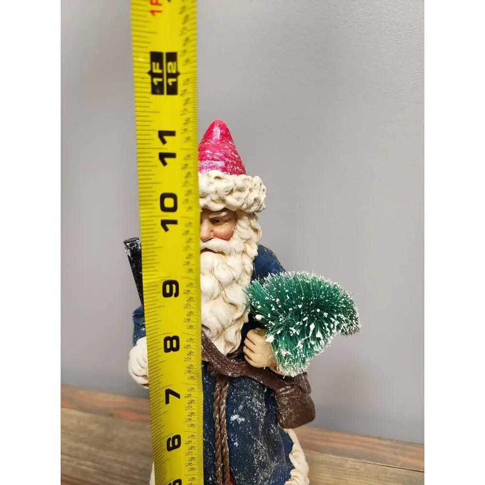 Department 56 Santa Holding Tree Bag & Stick Statue Figure for Mantle Table 12